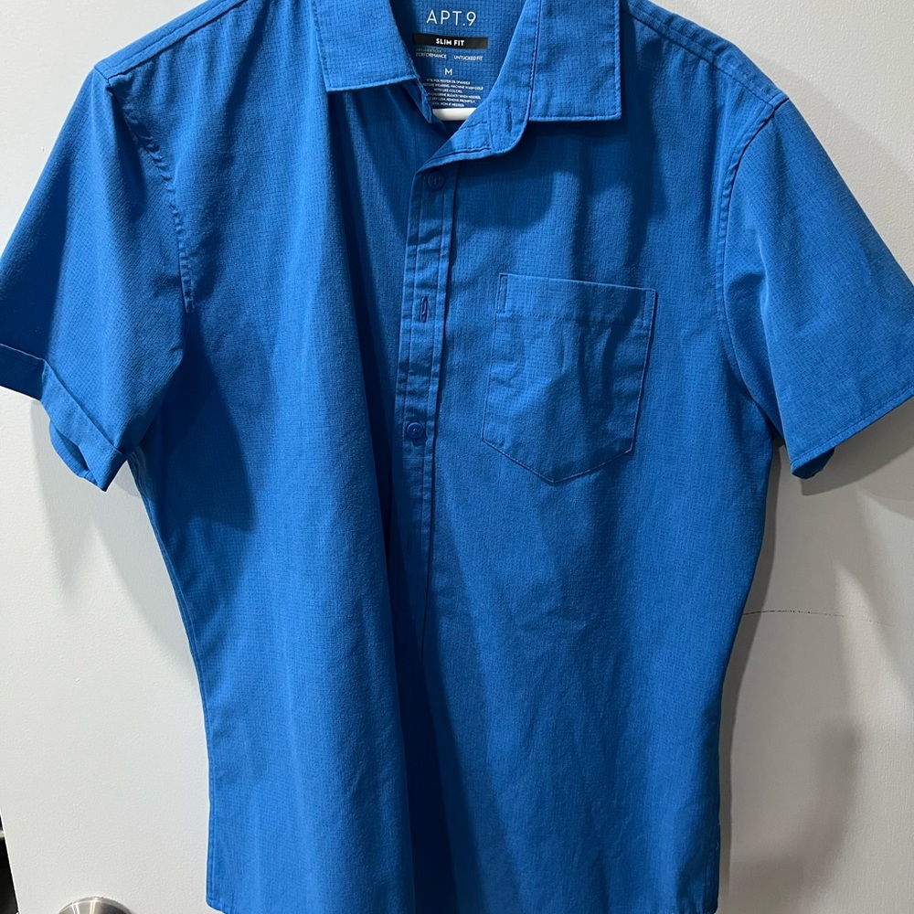 Apt. 9 Premier Flex Untucked Fit Men's Vibrant Blue Button Down Shirt